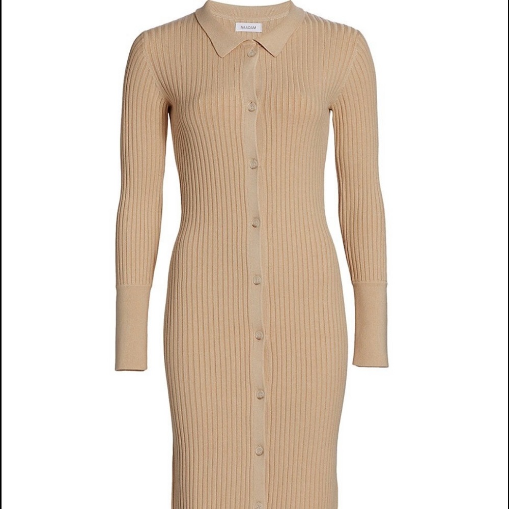RIBBED BUTTON DOWN DRESS